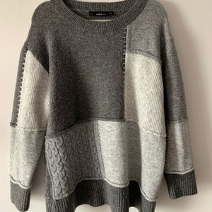 Grey patchwork oversized sweater